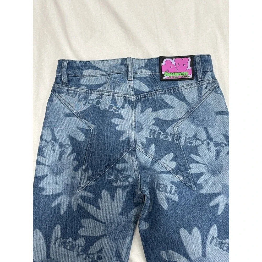 Heaven By Marc Jacobs New Blue Laser Floral Denim Jeans 24 - Picture 6 of 8